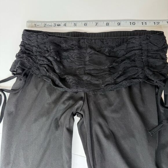 Black Capri Leggings with Lace Bell Bottoms – Boho Festival Style – Size Small - Picture 6 of 6